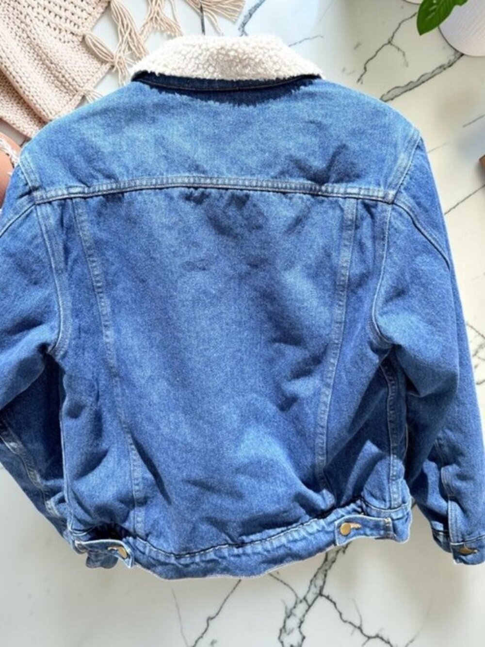 American Apparel Women's XS/S Oversized Sherpa Lined Jean Jacket Men's XS - Picture 7 of 10